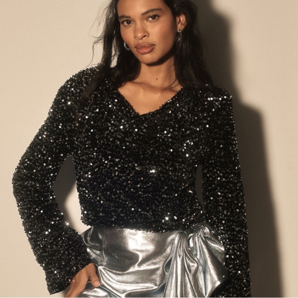 4th + Reckless Sequined Black Bodysuit size Small